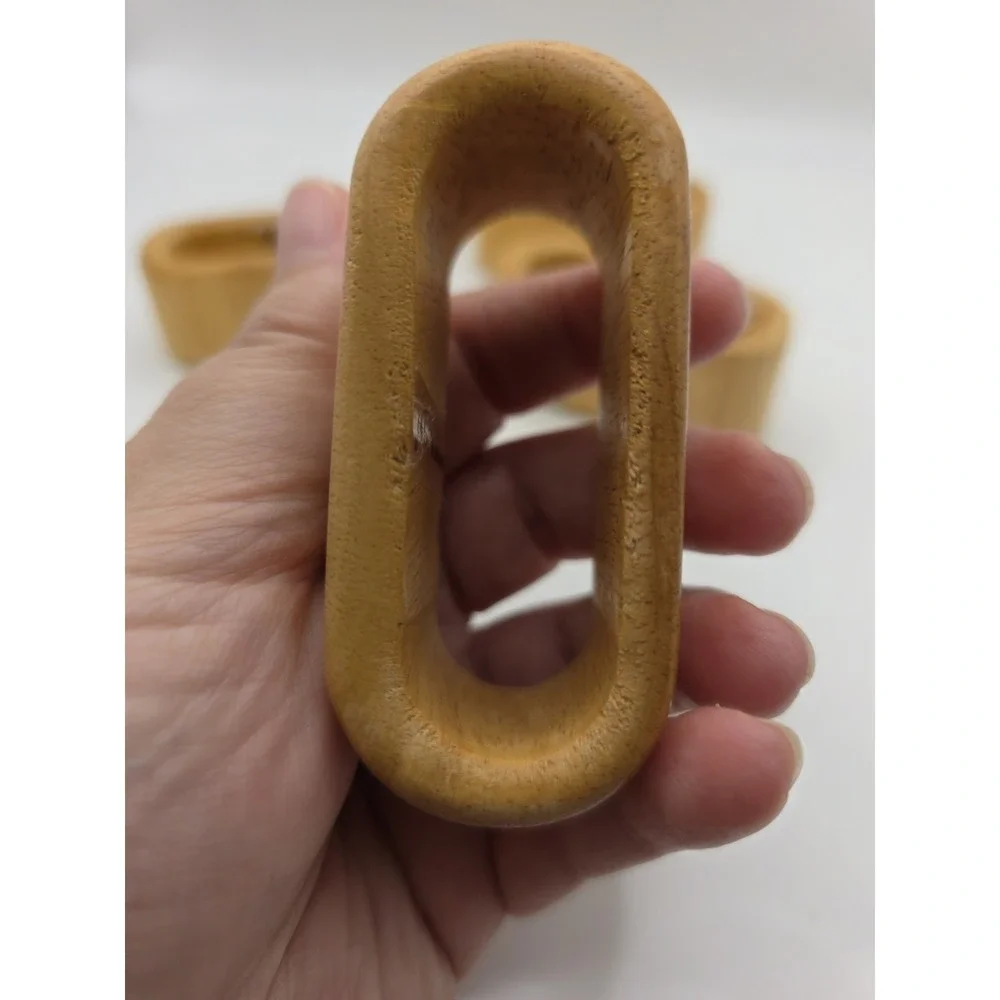 Rustic Wooden Napkin Rings – Handcrafted Solid Wood Napkin Holders Set Of 4